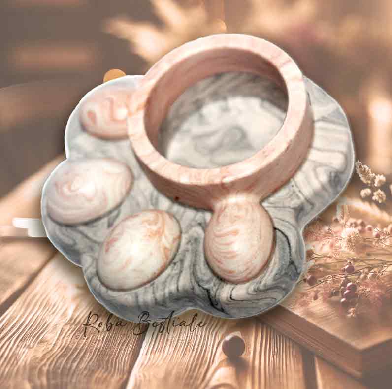 Porta Tea Light ZAMPINA - Marmorizzata GRIGIO & ROSA - in Jesmonite