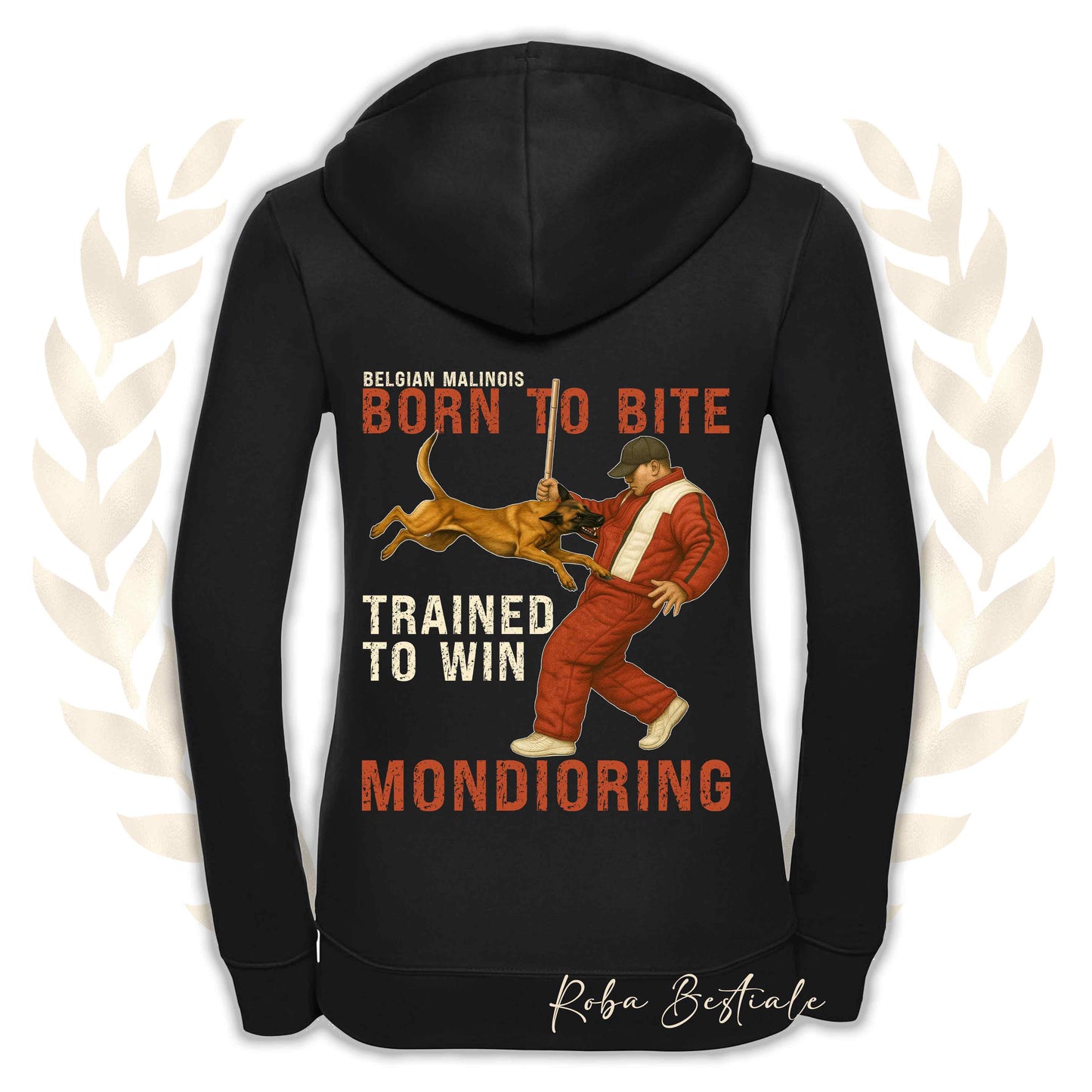 Felpa MONDIO ATTACK - PASTORE BELGA MALINOIS - Cappuccio e Zip, Uomo o Donna, in tanti colori - dalla XS alla 5XL