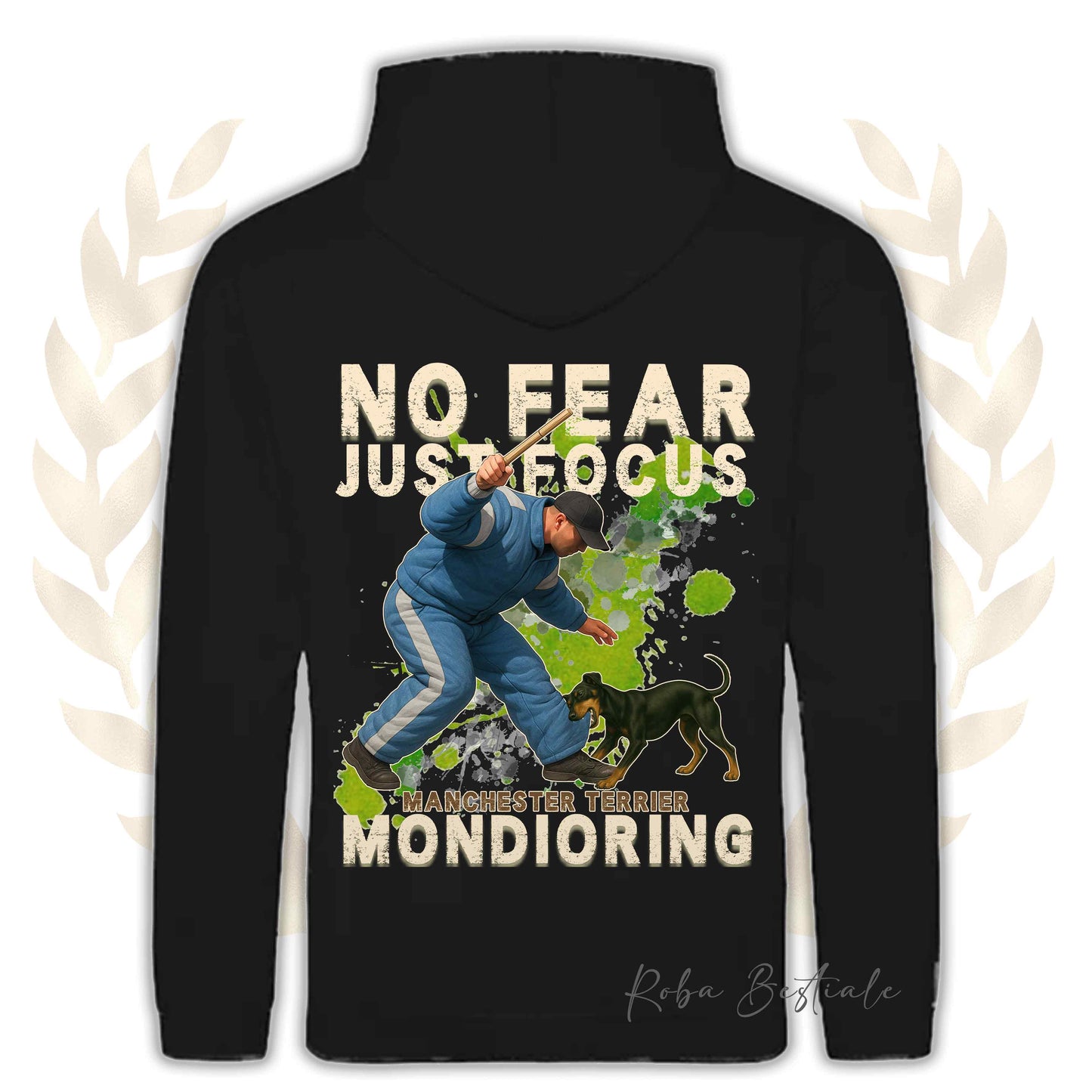 Felpa MONDIO ATTACK2 - MANCHESTER TERRIER - Cappuccio e Tasconi, Unisex, in tanti colori - dalla XS alla 5XL
