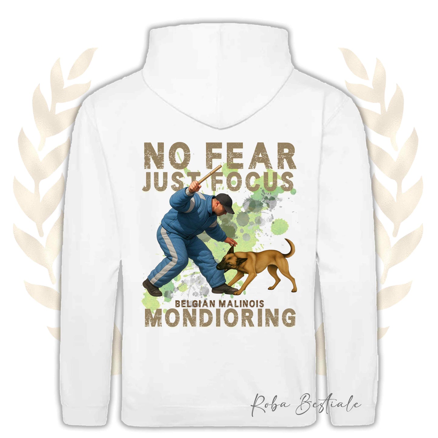 Felpa MONDIO ATTACK2 - PASTORE BELGA MALINOIS - Cappuccio e Tasconi, Unisex, in tanti colori - dalla XS alla 5XL