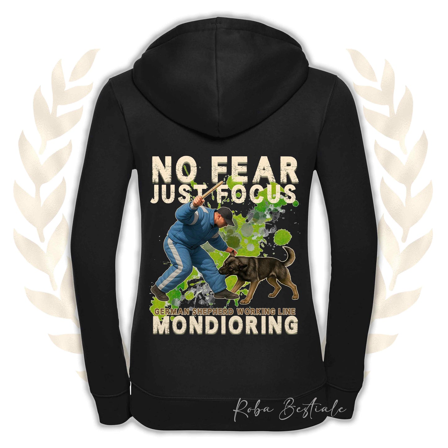 Felpa MONDIO ATTACK2 - PASTORE TEDESCO Da Lavoro "Grigione" - Cappuccio e Zip, Uomo o Donna, in tanti colori - dalla XS alla 5XL