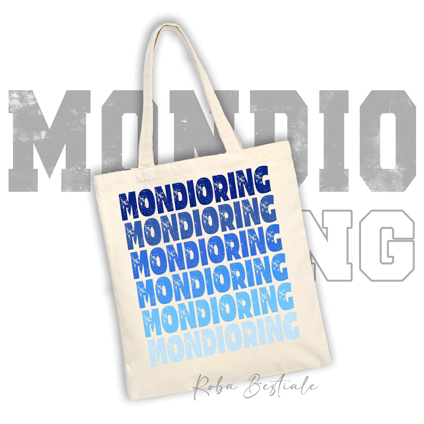 Shopper MONDIORING - SCRITTE - OFF WHITE, Stampa disponibile in diversi colori! 100% Cotone