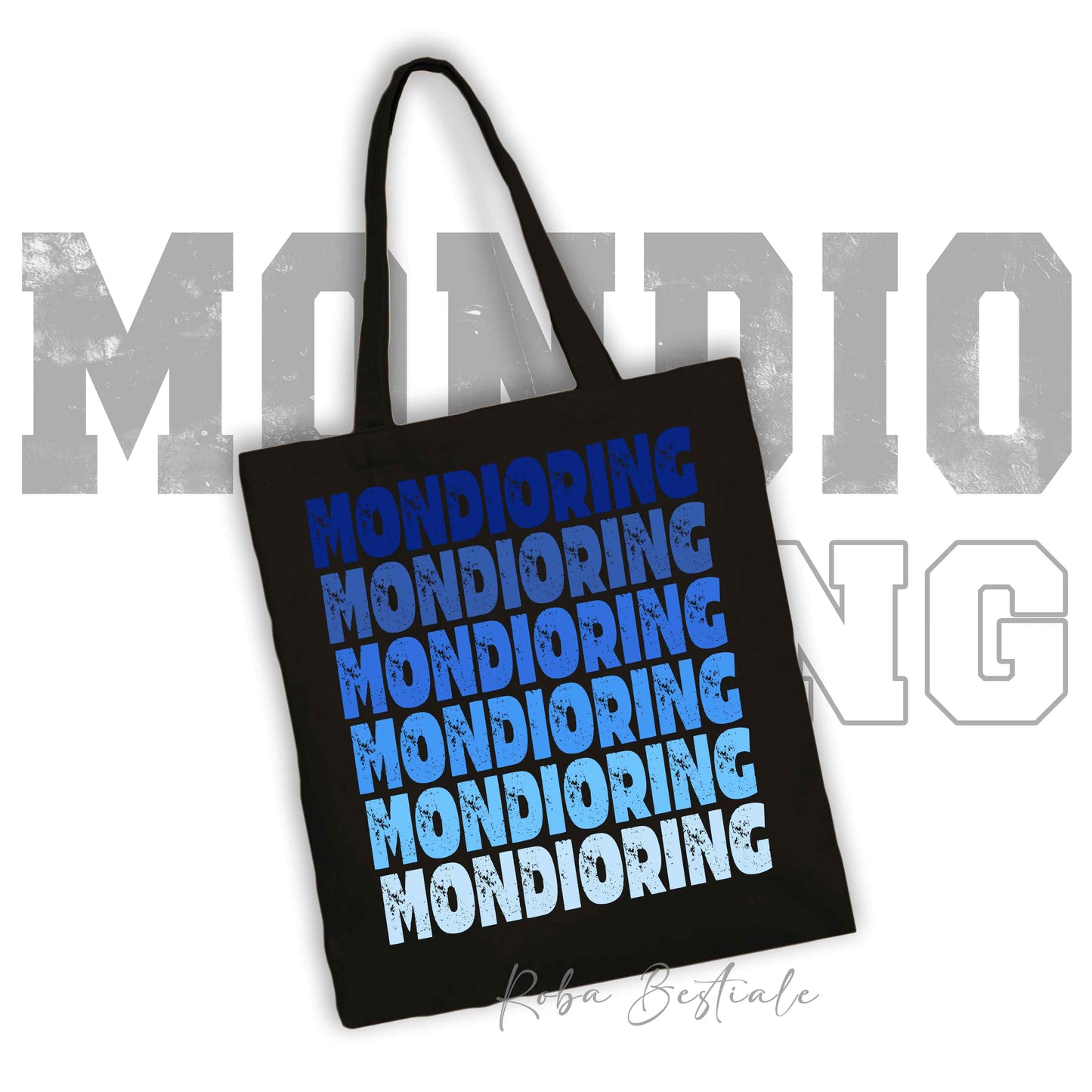 Shopper MONDIORING - SCRITTE - NERA, Stampa disponibile in diversi colori! 100% Cotone