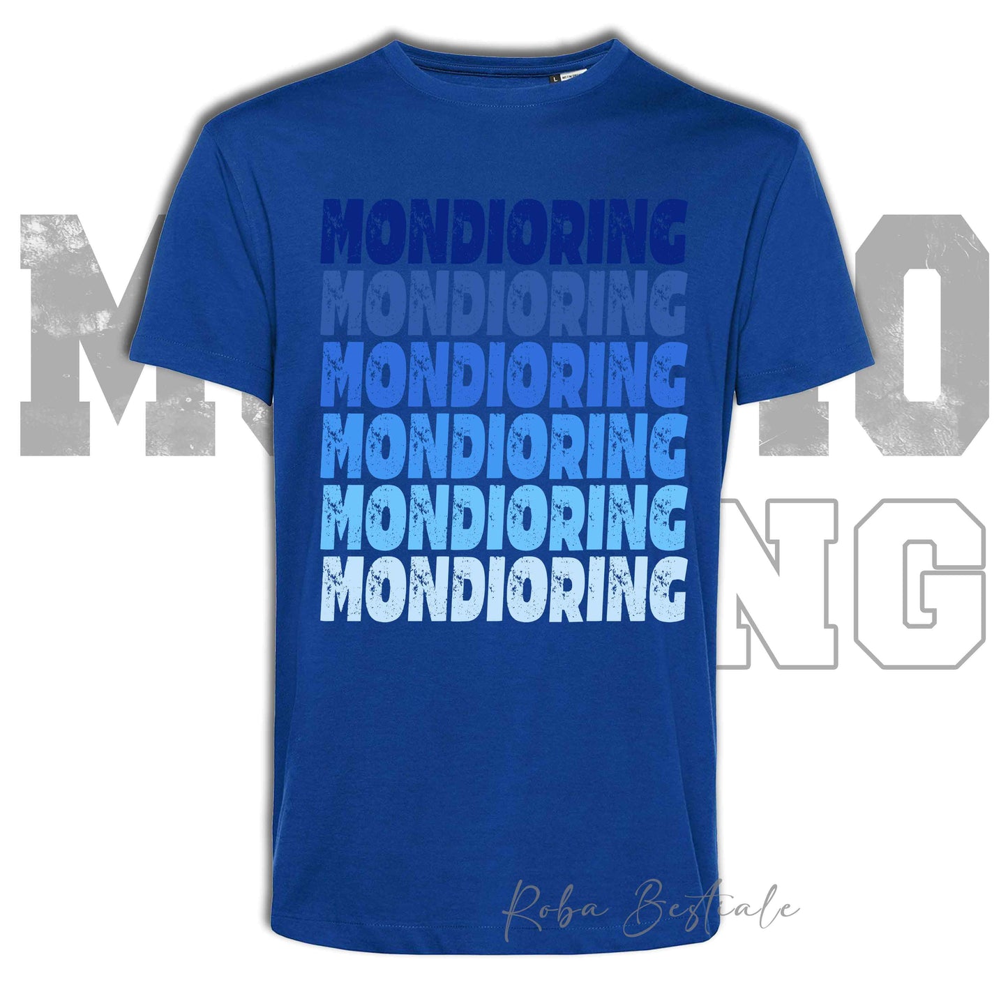 T-Shirt MONDIORING - SCRITTE - BLUE ROYAL, Stampe in tanti colori! Uomo o Donna - Dalla XS alla 5XL