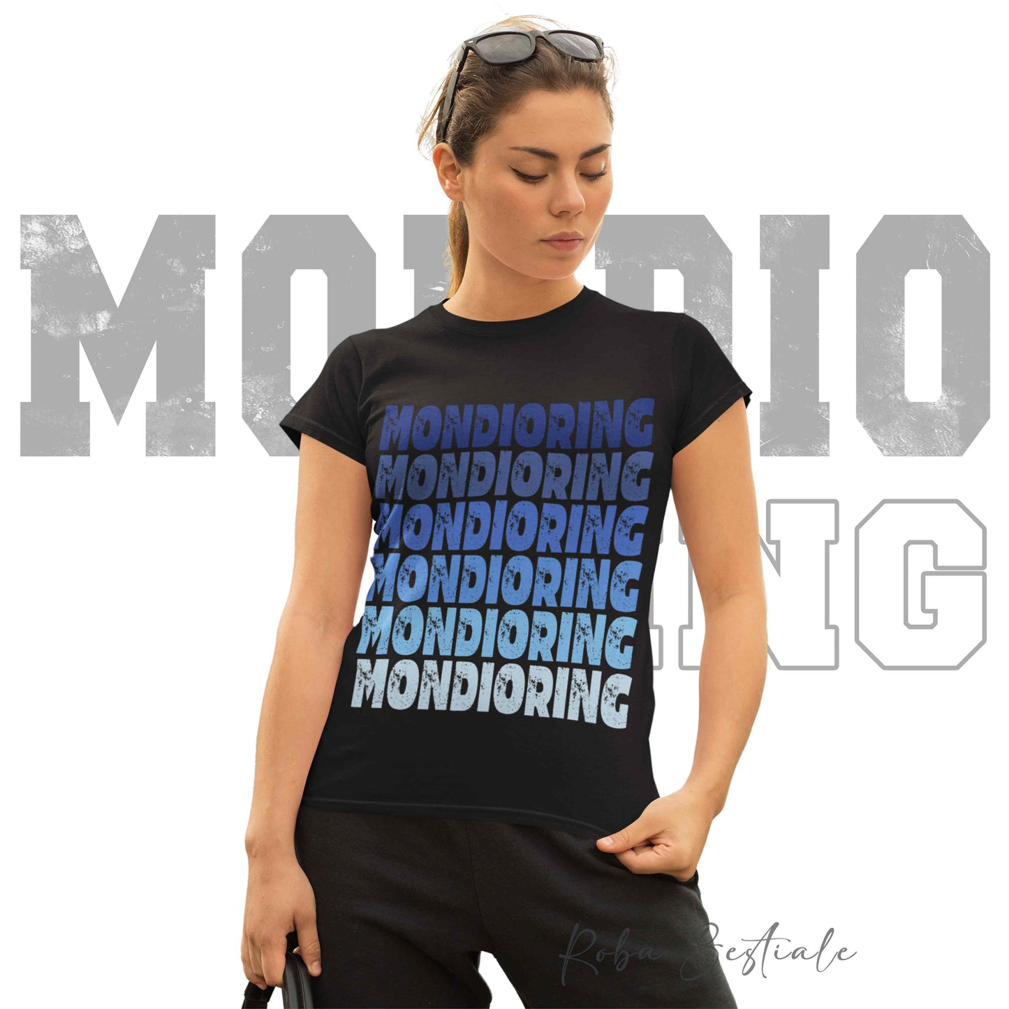 T-Shirt MONDIORING - SCRITTE - NERA, Stampe in tanti colori! Uomo o Donna - Dalla XS alla 5XL