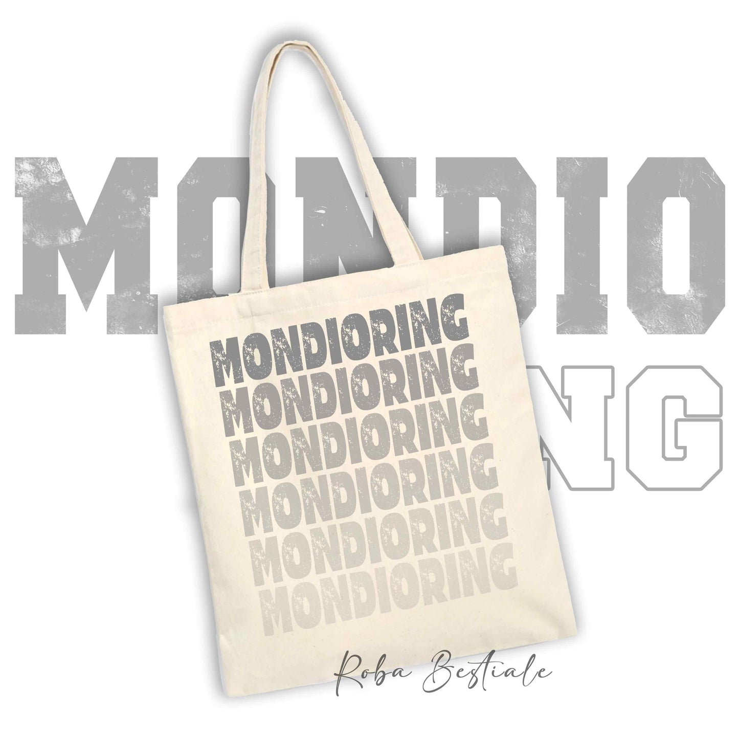 Shopper MONDIORING - SCRITTE - OFF WHITE, Stampa disponibile in diversi colori! 100% Cotone