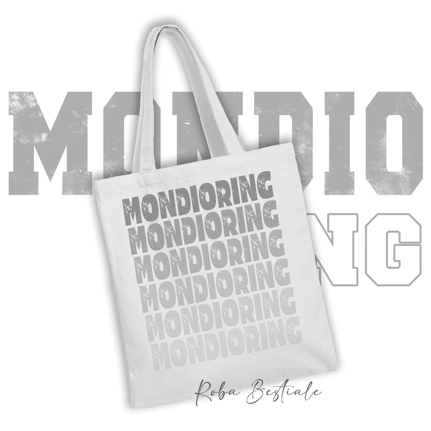 Shopper MONDIORING - SCRITTE - BIANCA, Stampa disponibile in diversi colori! 100% Cotone
