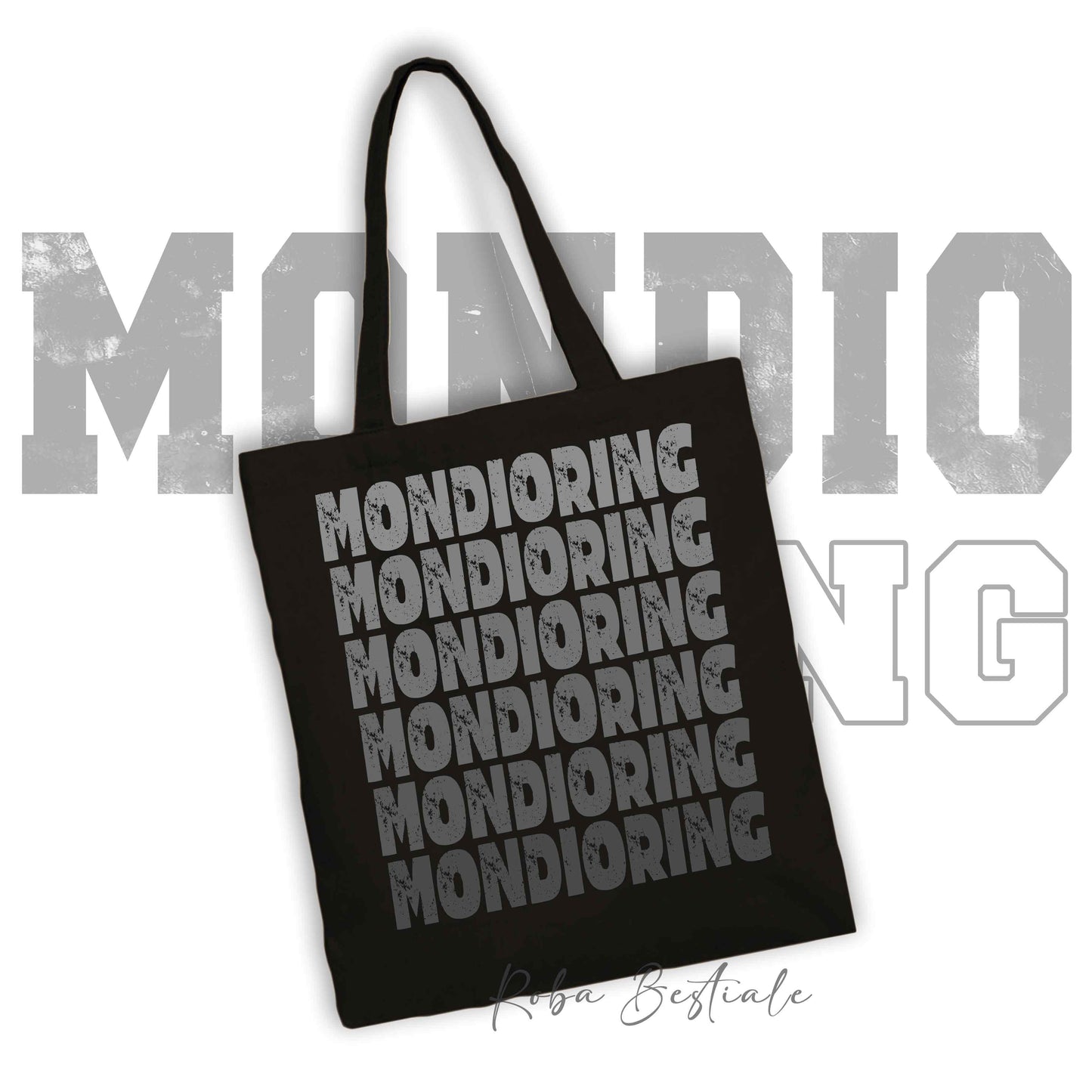 Shopper MONDIORING - SCRITTE - NERA, Stampa disponibile in diversi colori! 100% Cotone