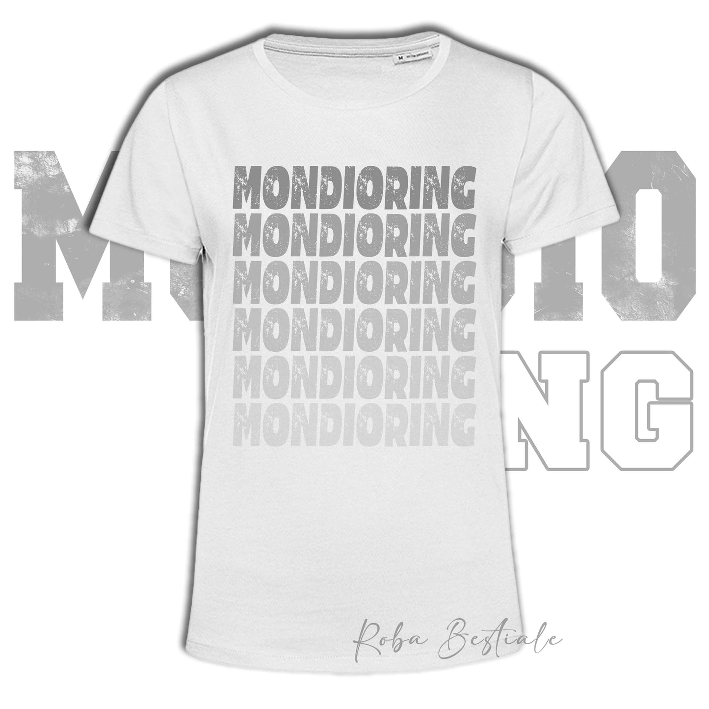 T-Shirt MONDIORING - SCRITTE - BIANCA, Stampe in tanti colori! Uomo o Donna - Dalla XS alla 5XL