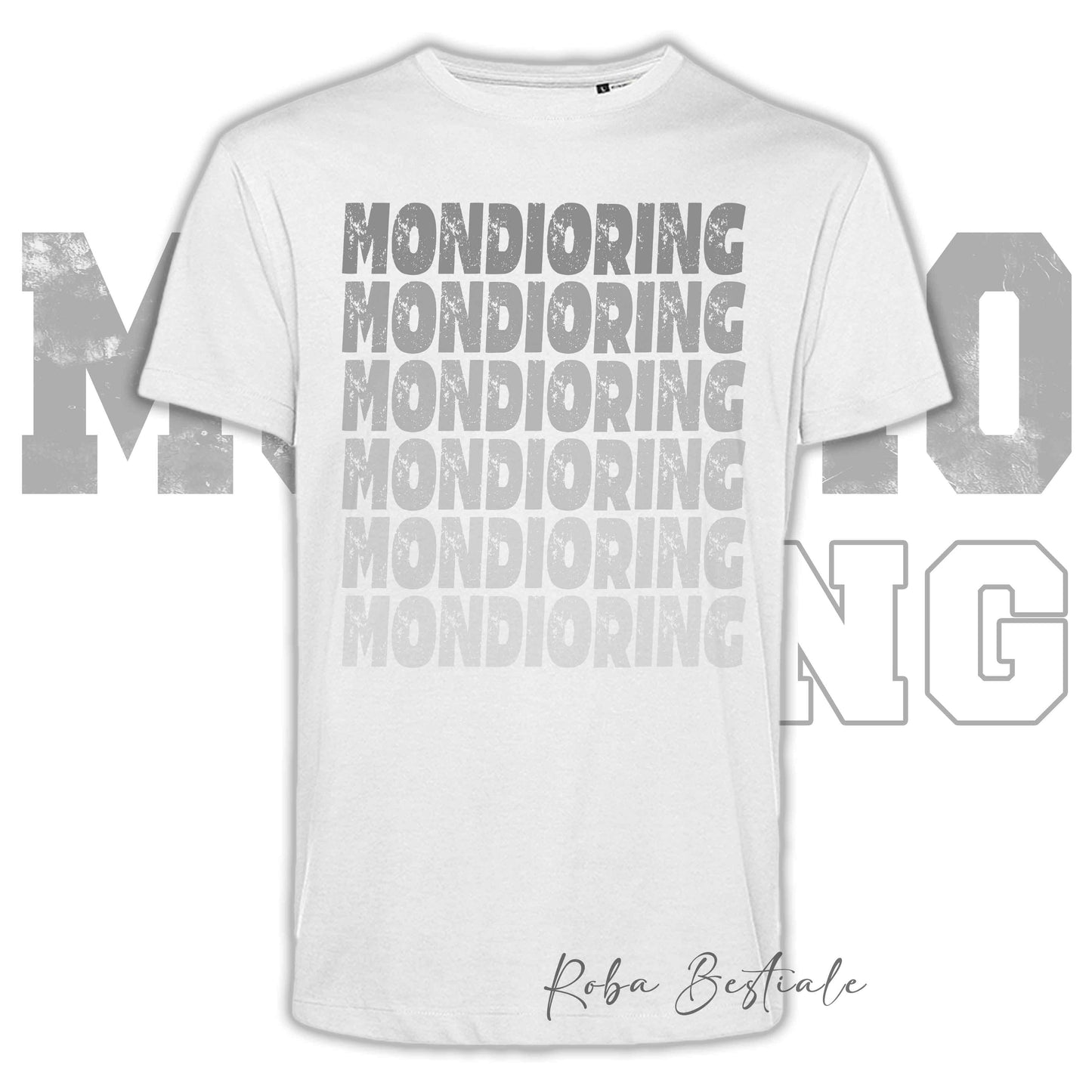 T-Shirt MONDIORING - SCRITTE - BIANCA, Stampe in tanti colori! Uomo o Donna - Dalla XS alla 5XL