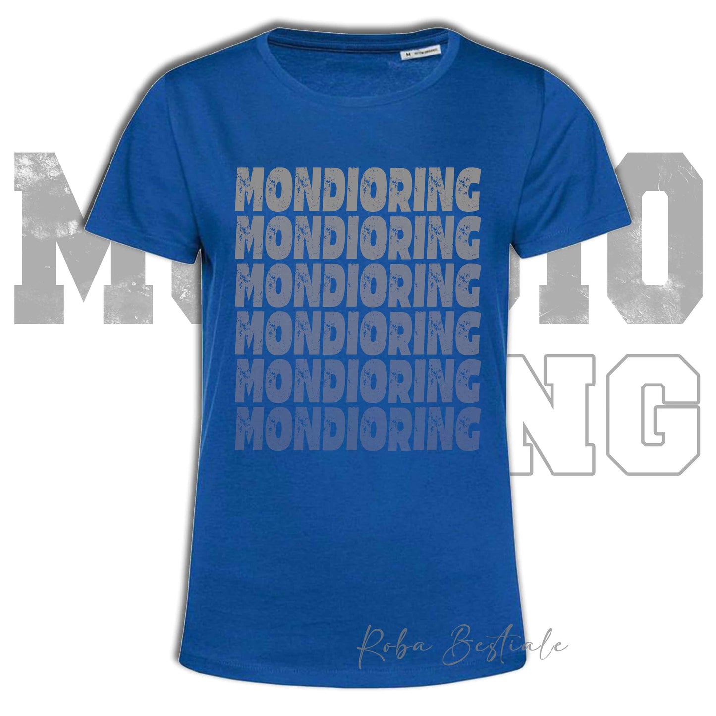 T-Shirt MONDIORING - SCRITTE - BLUE ROYAL, Stampe in tanti colori! Uomo o Donna - Dalla XS alla 5XL