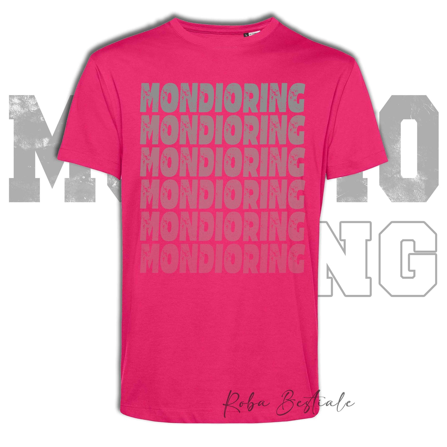T-Shirt MONDIORING - SCRITTE - MAGENTA, Stampe in tanti colori! Uomo o Donna - Dalla XS alla 5XL