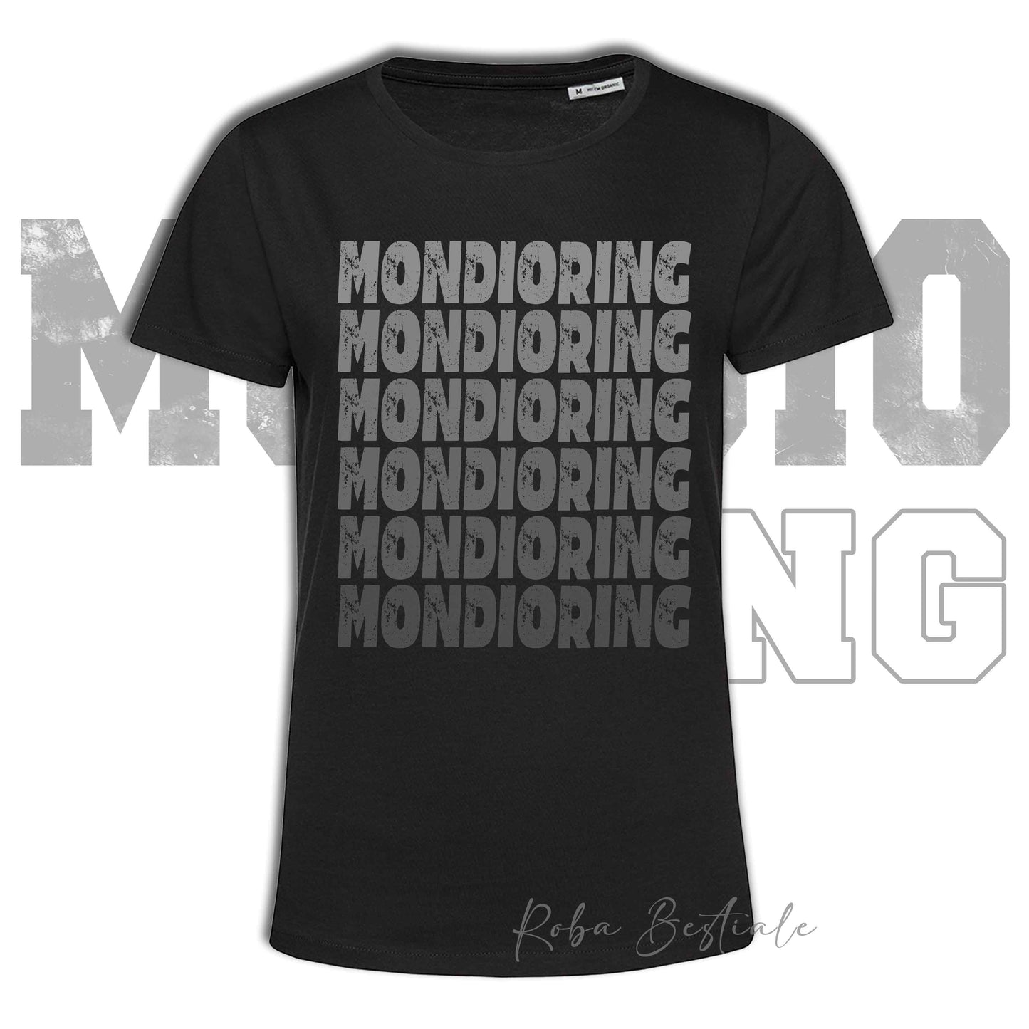 T-Shirt MONDIORING - SCRITTE - NERA, Stampe in tanti colori! Uomo o Donna - Dalla XS alla 5XL