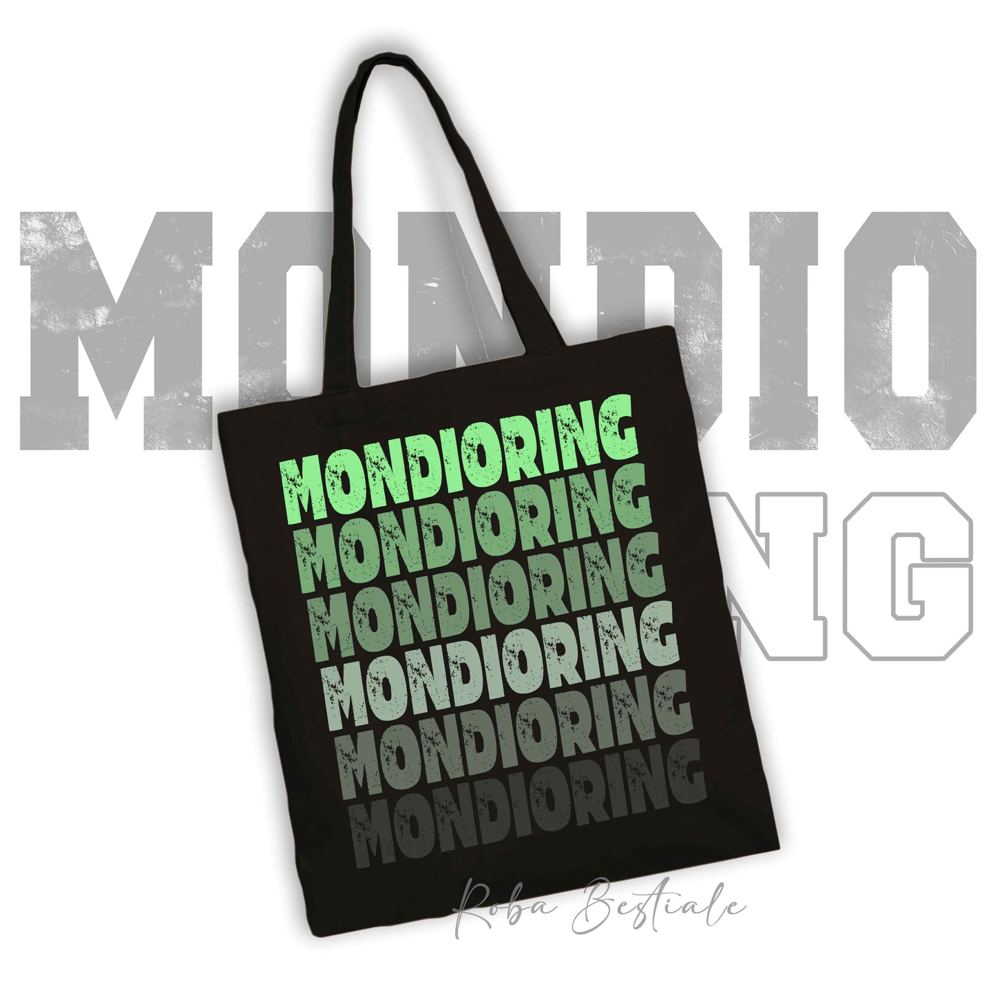Shopper MONDIORING - SCRITTE - NERA, Stampa disponibile in diversi colori! 100% Cotone
