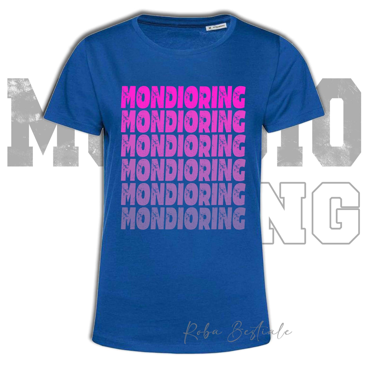 T-Shirt MONDIORING - SCRITTE - BLUE ROYAL, Stampe in tanti colori! Uomo o Donna - Dalla XS alla 5XL