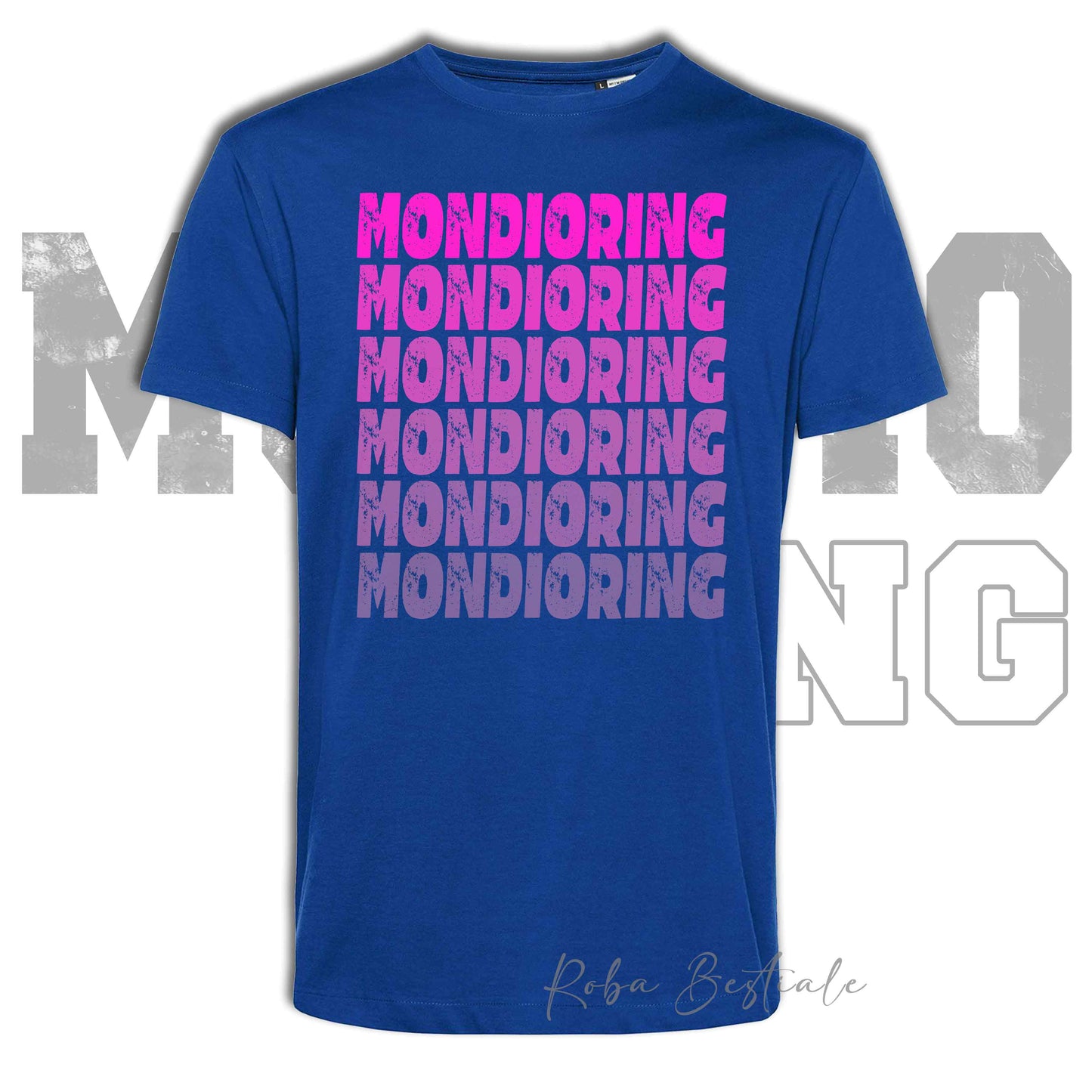 T-Shirt MONDIORING - SCRITTE - BLUE ROYAL, Stampe in tanti colori! Uomo o Donna - Dalla XS alla 5XL