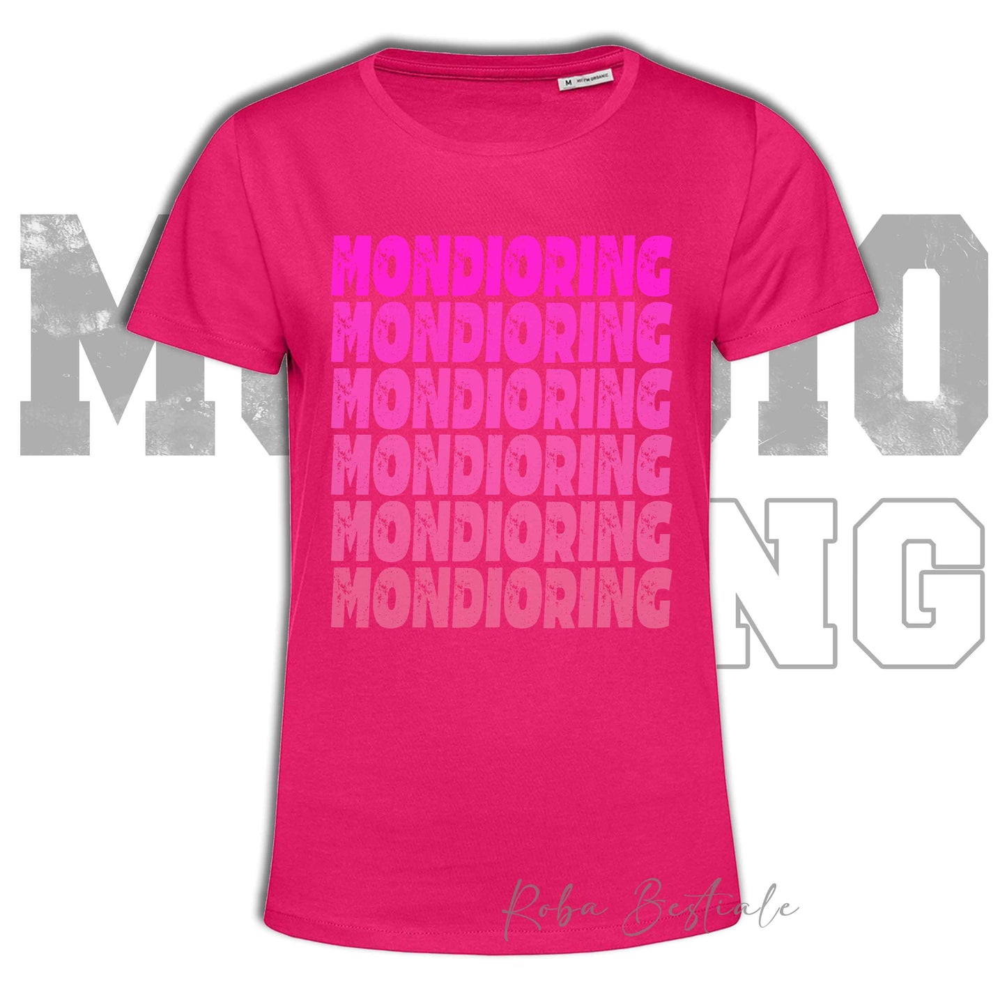 T-Shirt MONDIORING - SCRITTE - MAGENTA, Stampe in tanti colori! Uomo o Donna - Dalla XS alla 5XL