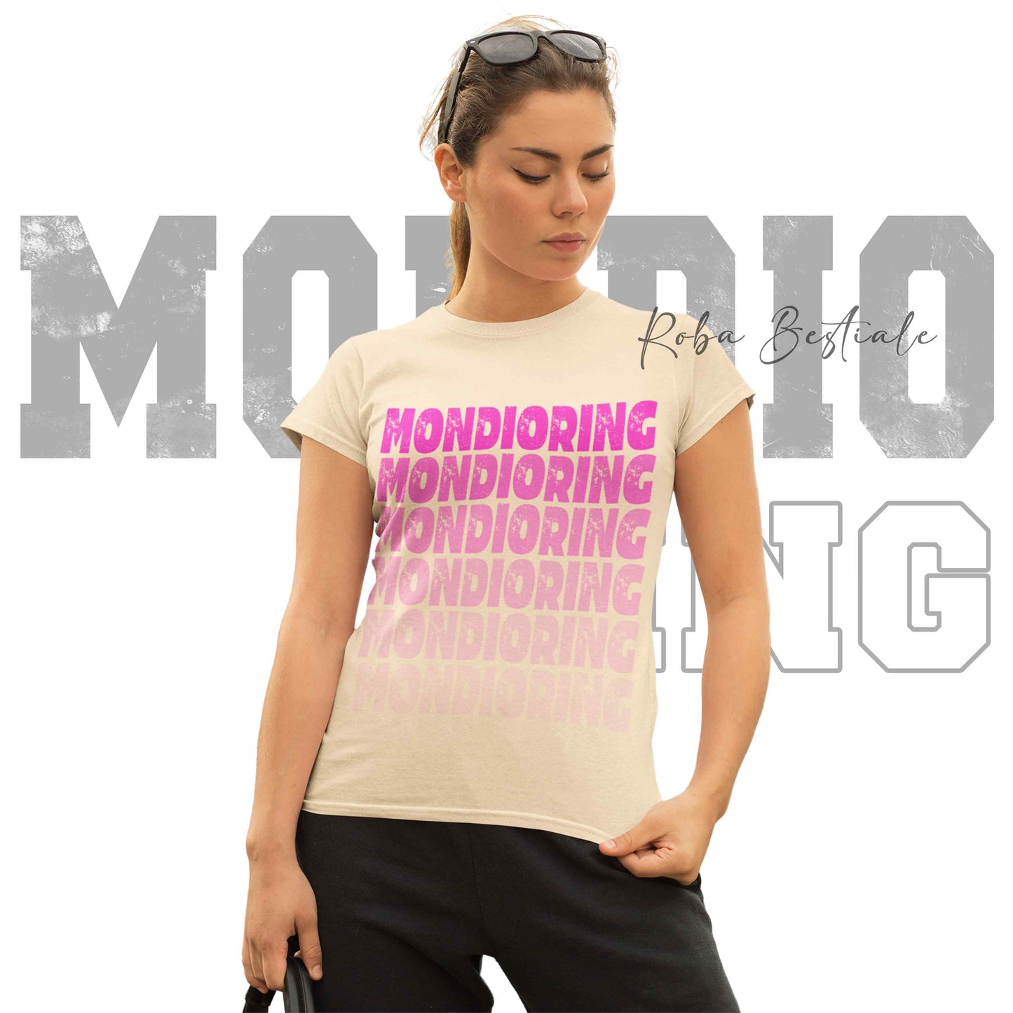 T-Shirt MONDIORING - SCRITTE - OFF WHITE, Stampe in tanti colori! Uomo o Donna - Dalla XS alla 5XL