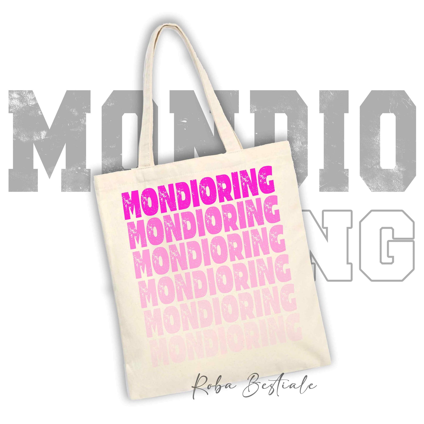 Shopper MONDIORING - SCRITTE - OFF WHITE, Stampa disponibile in diversi colori! 100% Cotone