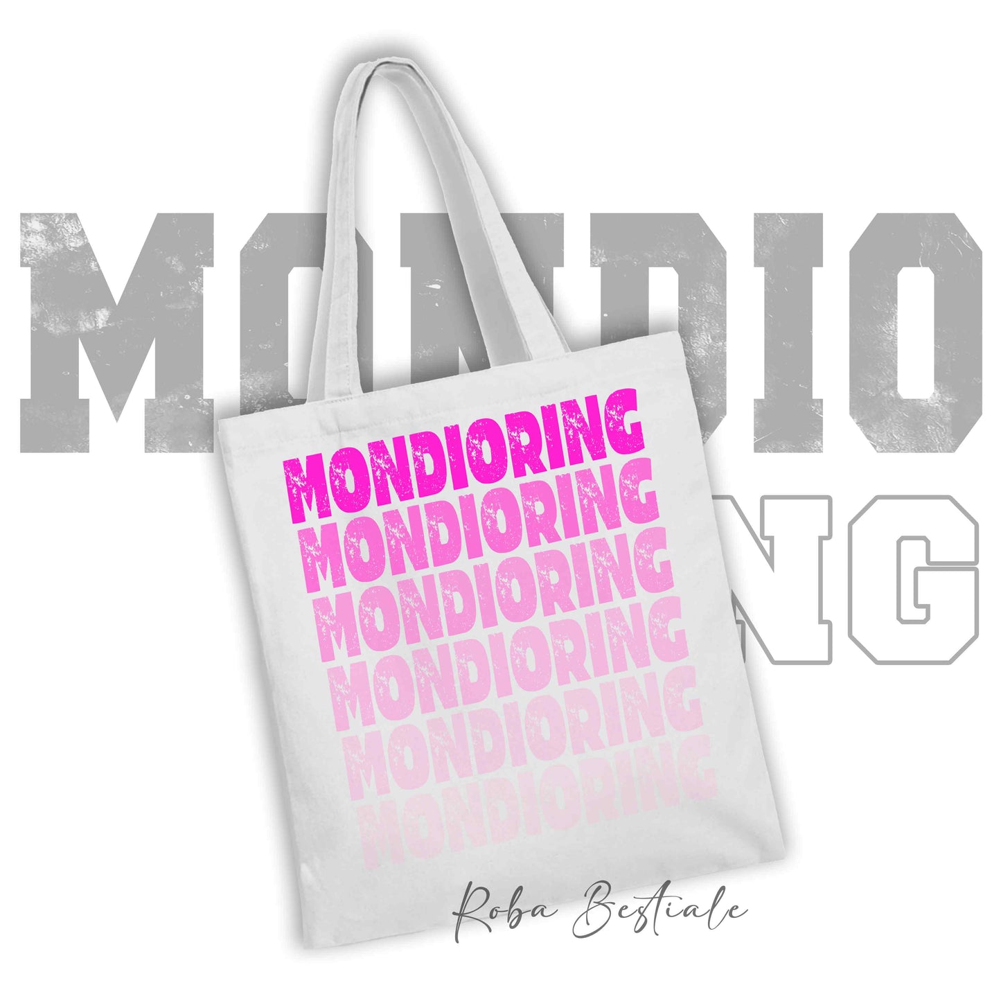 Shopper MONDIORING - SCRITTE - BIANCA, Stampa disponibile in diversi colori! 100% Cotone