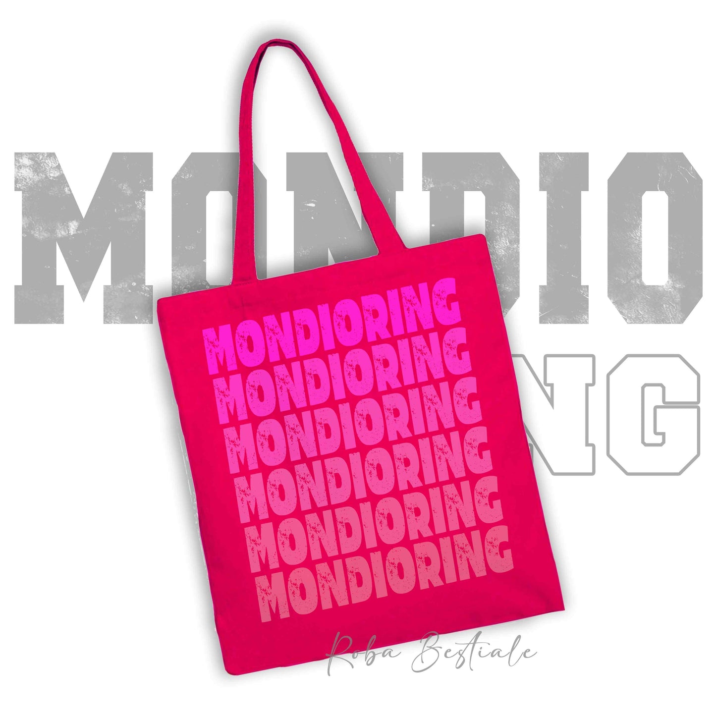 Shopper MONDIORING - SCRITTE - MAGENTA, Stampa disponibile in diversi colori! 100% Cotone