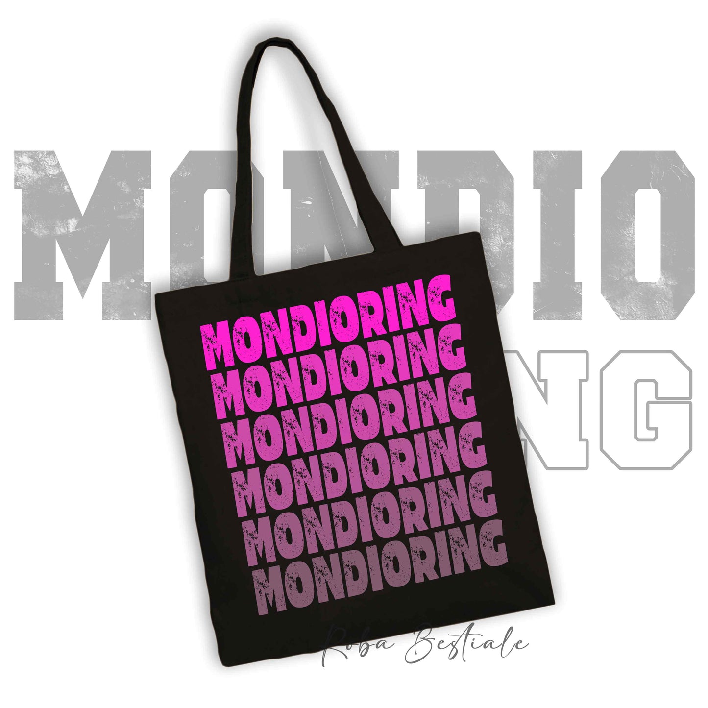 Shopper MONDIORING - SCRITTE - NERA, Stampa disponibile in diversi colori! 100% Cotone