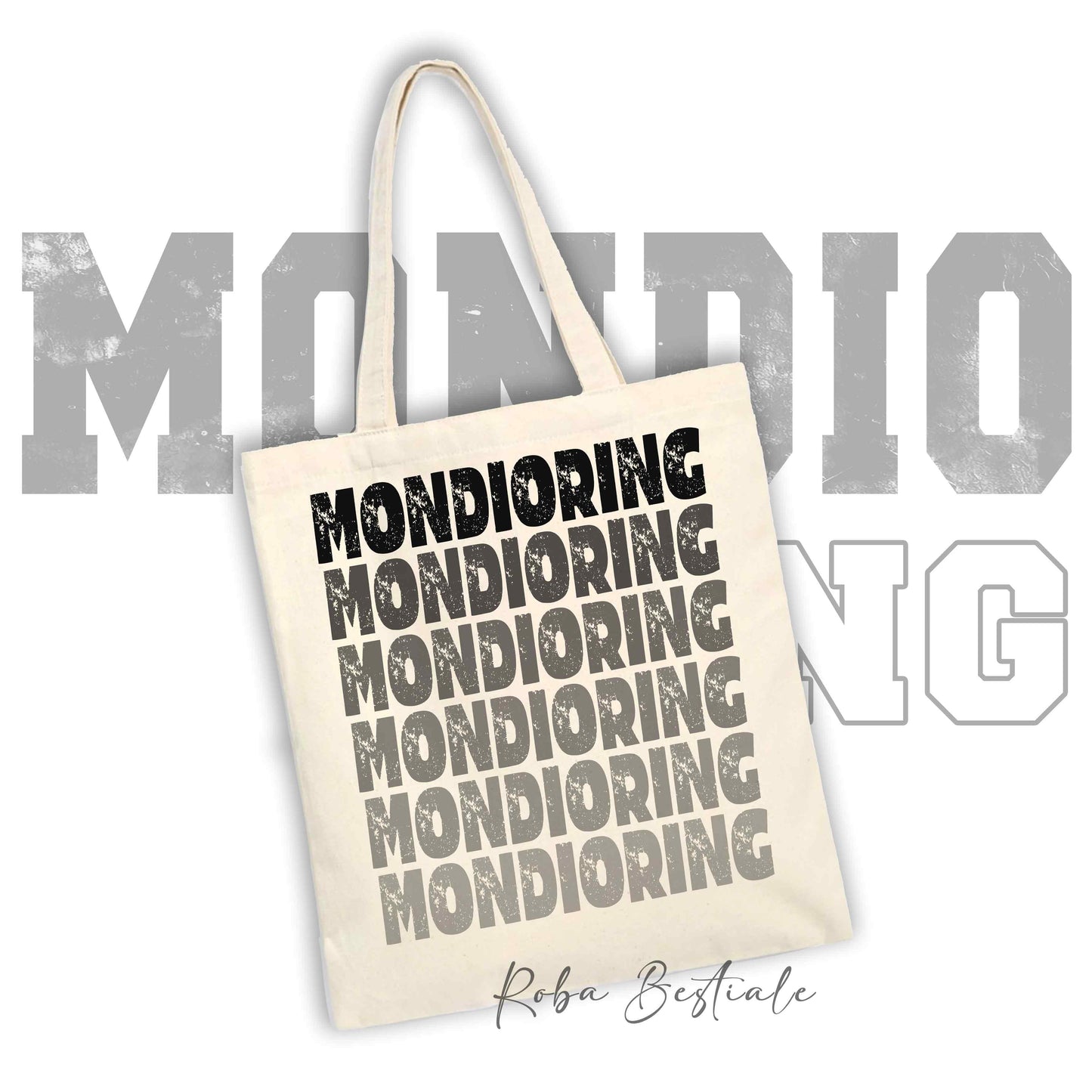 Shopper MONDIORING - SCRITTE - OFF WHITE, Stampa disponibile in diversi colori! 100% Cotone