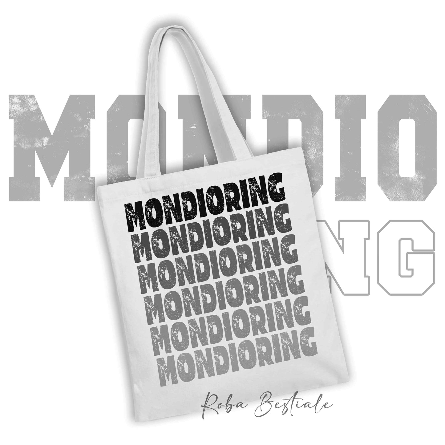 Shopper MONDIORING - SCRITTE - BIANCA, Stampa disponibile in diversi colori! 100% Cotone