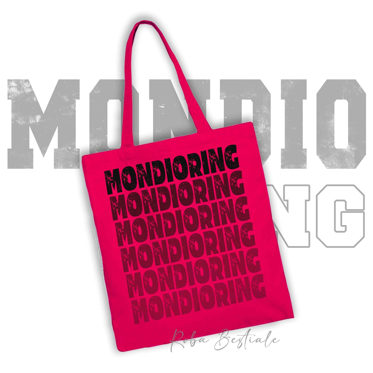 Shopper MONDIORING - SCRITTE - MAGENTA, Stampa disponibile in diversi colori! 100% Cotone