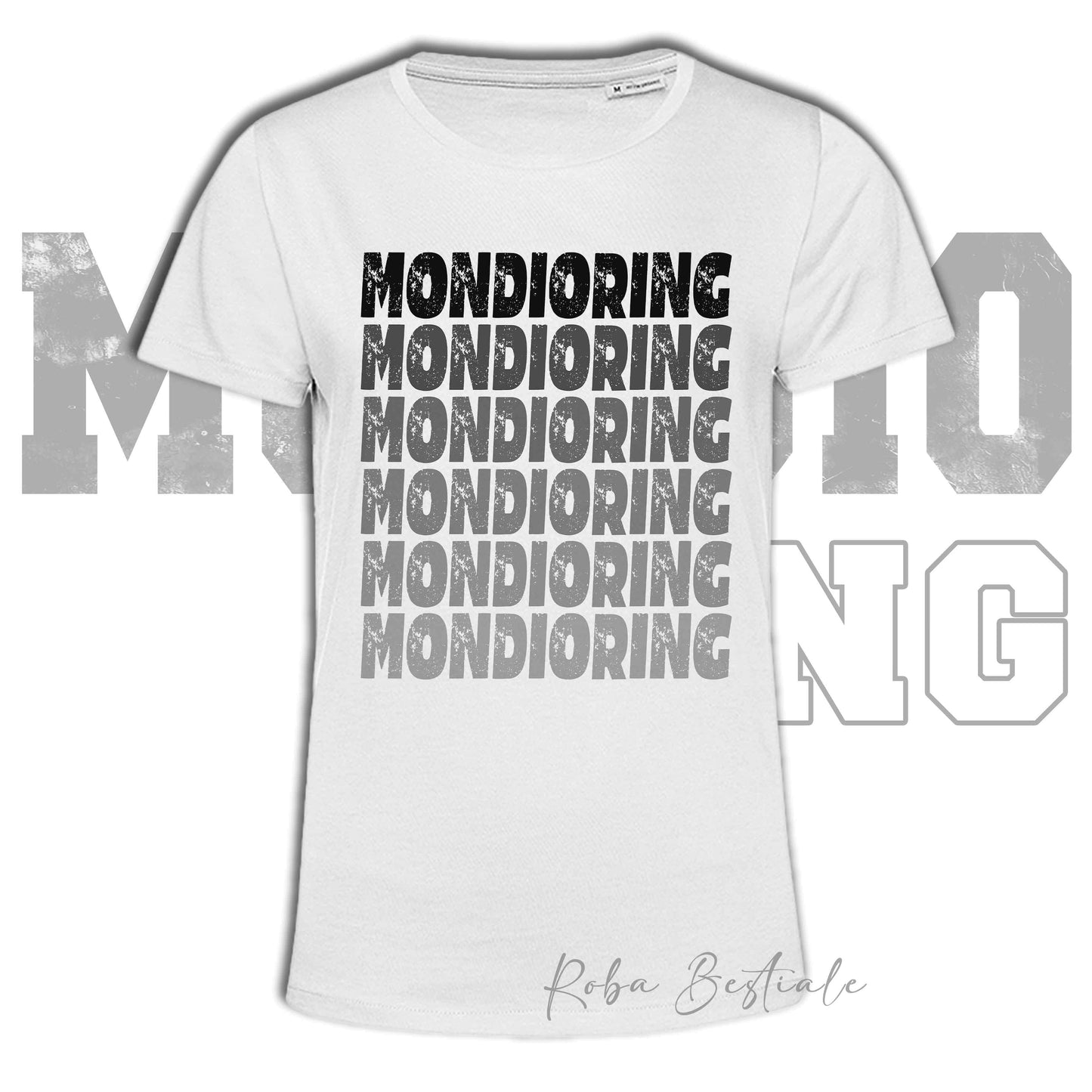 T-Shirt MONDIORING - SCRITTE - BIANCA, Stampe in tanti colori! Uomo o Donna - Dalla XS alla 5XL