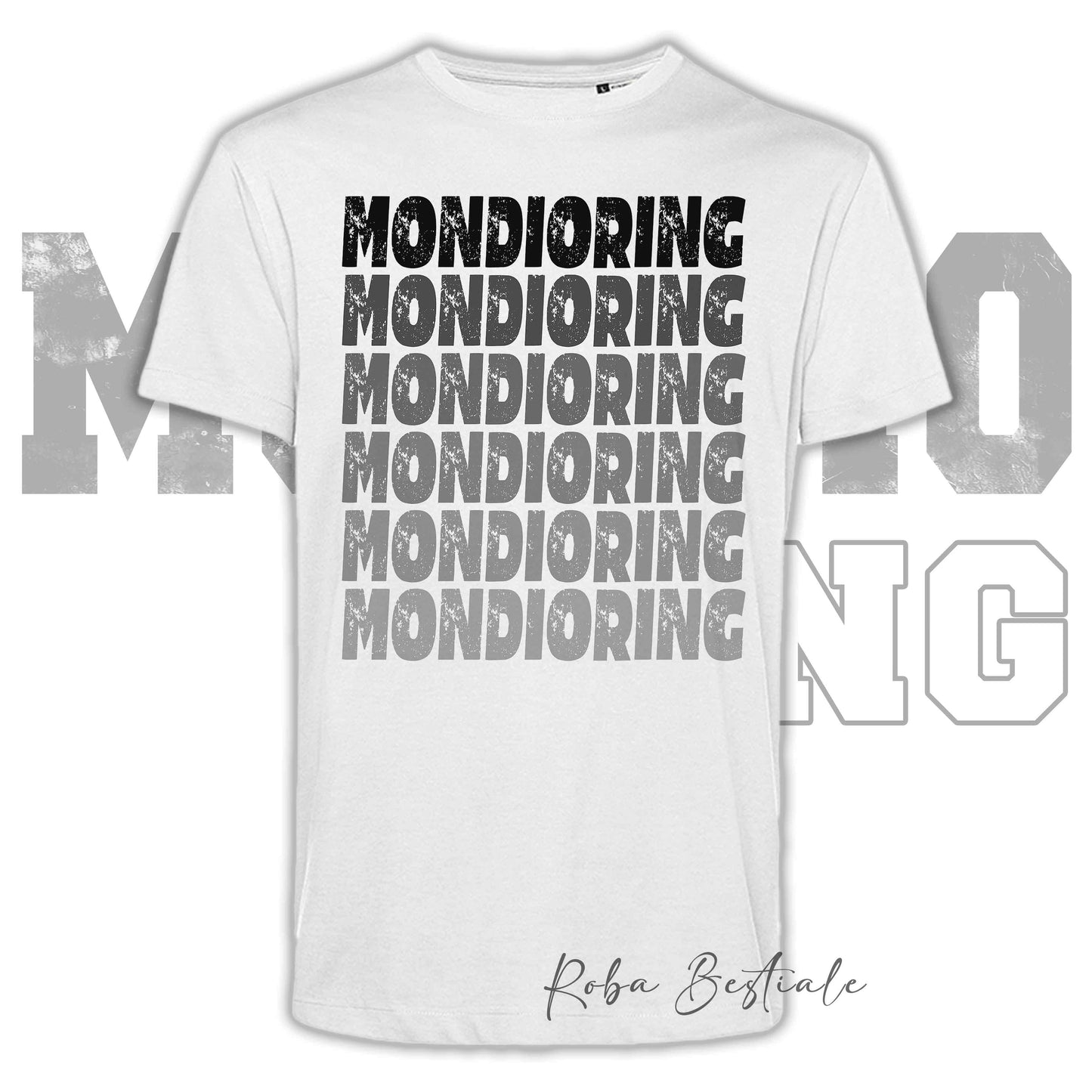T-Shirt MONDIORING - SCRITTE - BIANCA, Stampe in tanti colori! Uomo o Donna - Dalla XS alla 5XL