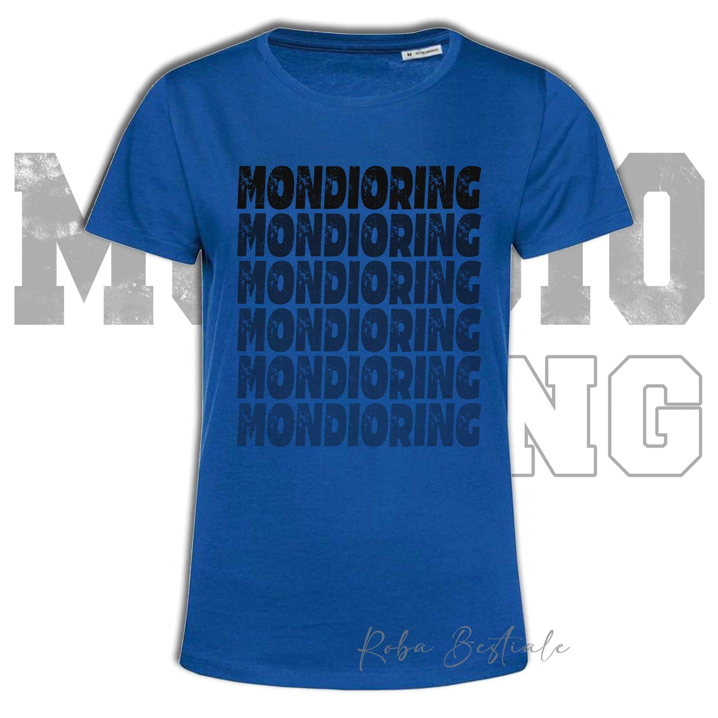 T-Shirt MONDIORING - SCRITTE - BLUE ROYAL, Stampe in tanti colori! Uomo o Donna - Dalla XS alla 5XL