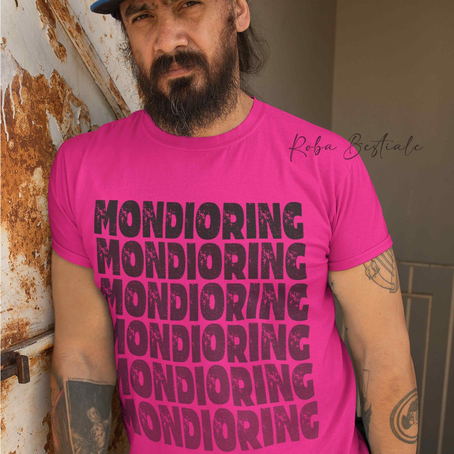 T-Shirt MONDIORING - SCRITTE - MAGENTA, Stampe in tanti colori! Uomo o Donna - Dalla XS alla 5XL