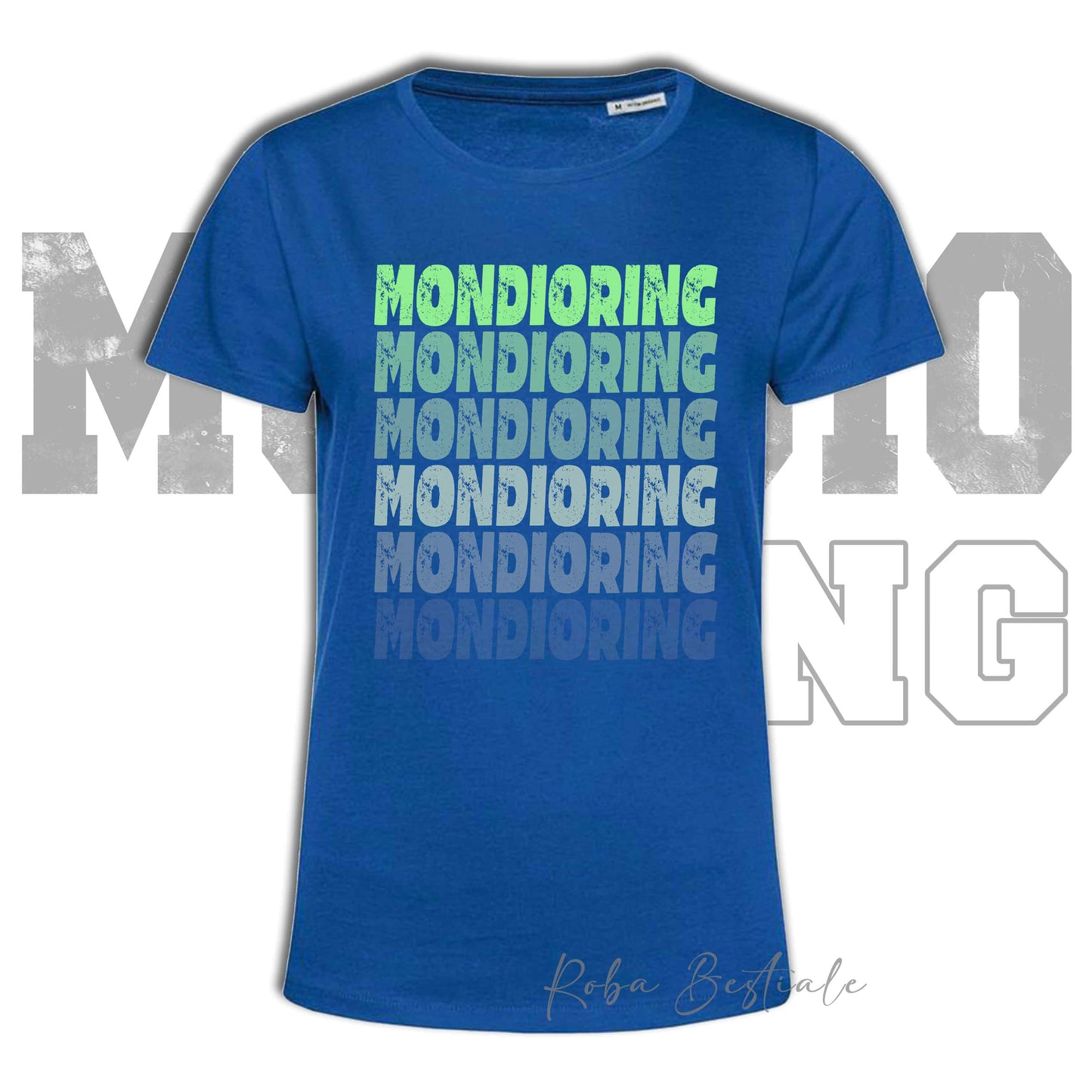 T-Shirt MONDIORING - SCRITTE - BLUE ROYAL, Stampe in tanti colori! Uomo o Donna - Dalla XS alla 5XL