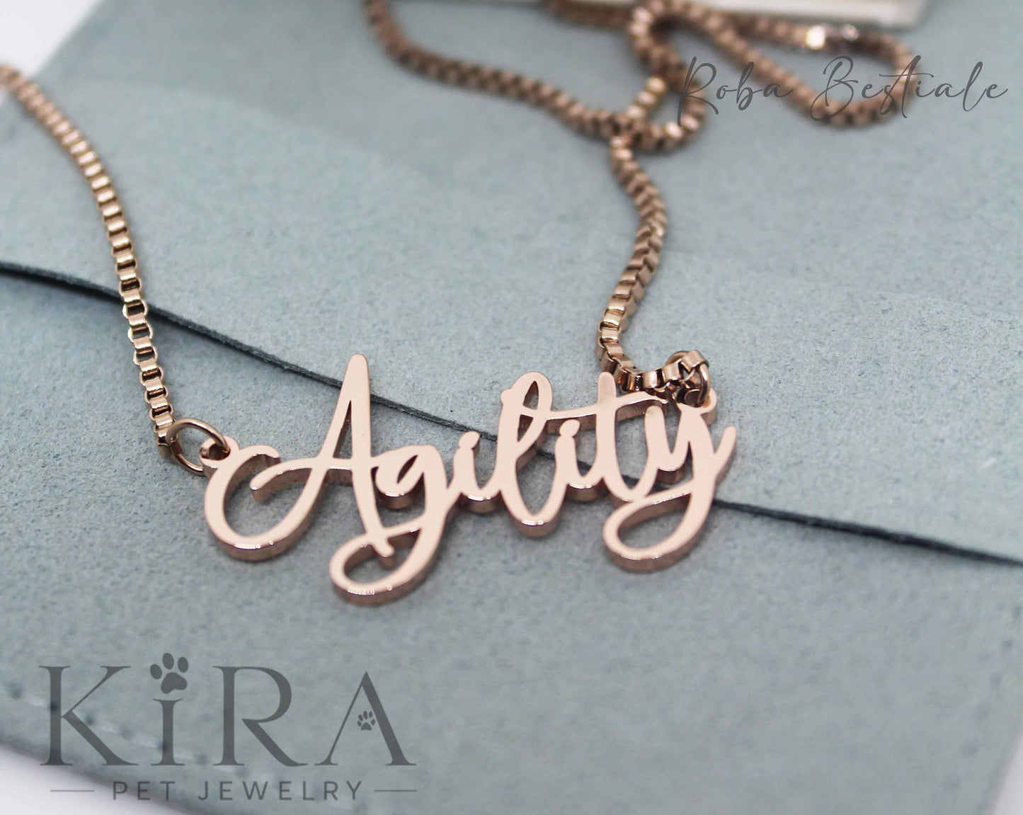 Collana KIRA PET JEWERLY - AGILITY - In Acciaio Inox colore ROSE GOLD - Con catenella a maglia fitta