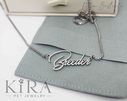 Collana KIRA PET JEWERLY - BREEDER - In Acciaio Inox color SILVER - Con catenella a maglia fitta