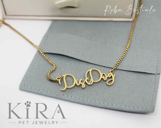 Collana KIRA PET JEWERLY - DISC DOG - In Acciaio Inox color ORO - Con catenella a maglia fitta