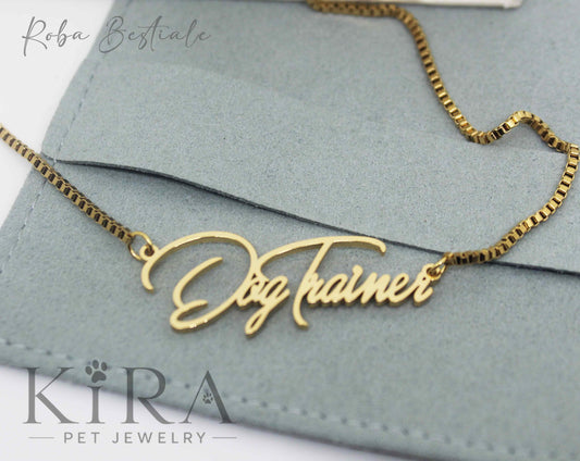 Collana KIRA PET JEWERLY - DOG TRAINER - In Acciaio Inox color ORO - Con catenella a maglia fitta