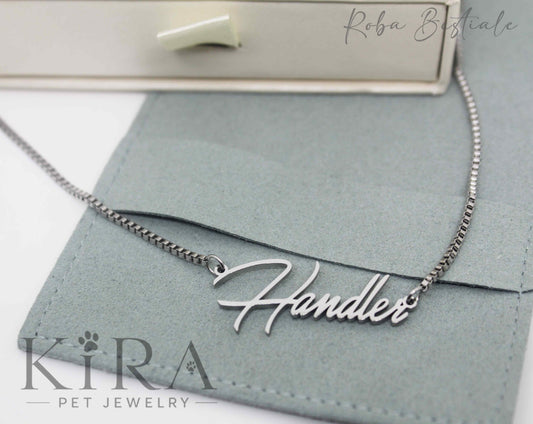 Collana KIRA PET JEWERLY - HANDLER - In Acciaio Inox color SILVER - Con catenella a maglia fitta