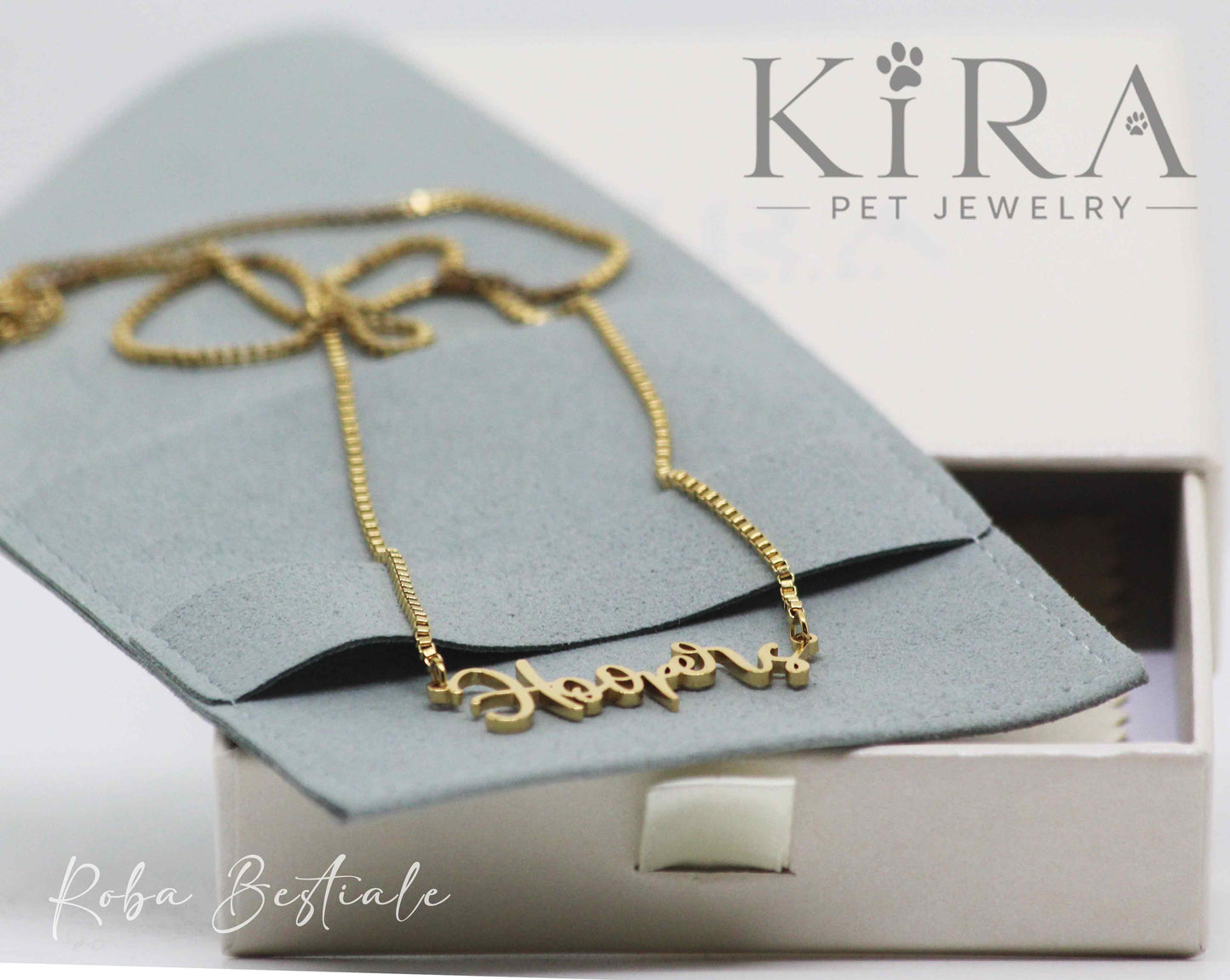 Collana KIRA PET JEWERLY - HOOPERS - In Acciaio Inox color ORO - Con catenella a maglia fitta