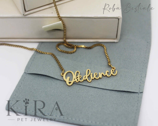 Collana KIRA PET JEWERLY - OBEDIENCE - In Acciaio Inox color ORO - Con catenella a maglia fitta