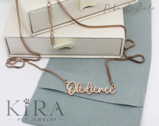 Collana KIRA PET JEWERLY - OBEDIENCE - In Acciaio Inox color ROSE GOLD - Con catenella a maglia fitta