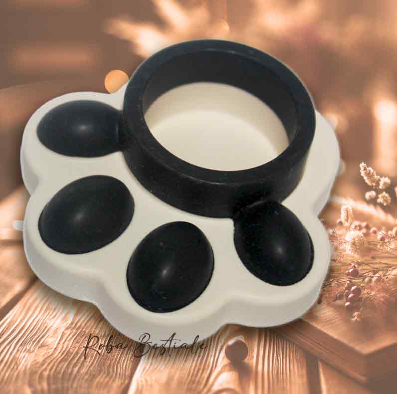 Porta Tea Light ZAMPINA - Base Bianco Panna & dettagli Black - in Jesmonite - 9x9 cm