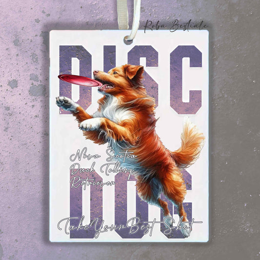 Deodorante Auto APTITUDE - DISC DOG - NOVA SCOTIA DUCK TOLLING RETRIEVER - In Feltro, con cordino - 7,5 x 10 cm