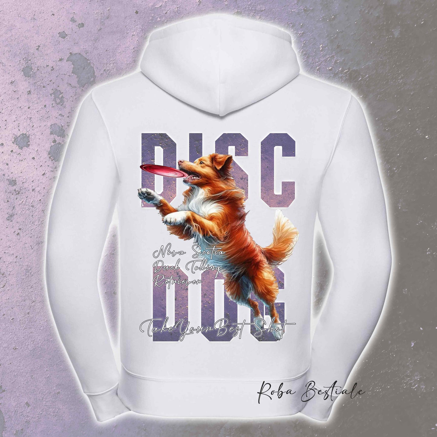 Felpa APTITUDE - DISC DOG - NOVA SCOTIA DUCK TOLLING RETRIEVER - Con Cappuccio e Full Zip, Uomo o Donna, in tanti colori - dalla XS alla 5XL