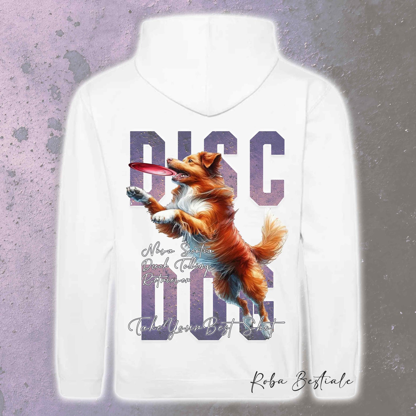 Felpa APTITUDE - DISC DOG - NOVA SCOTIA DUCK TOLLING RETRIEVER - Con Cappuccio e Tasconi, Unisex, in tanti colori - dalla XS alla 5XL