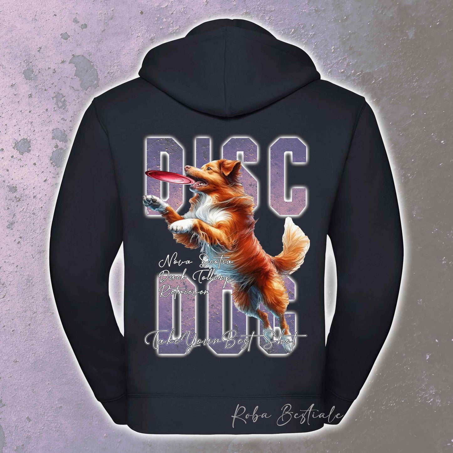 Felpa APTITUDE - DISC DOG - NOVA SCOTIA DUCK TOLLING RETRIEVER - Con Cappuccio e Full Zip, Uomo o Donna, in tanti colori - dalla XS alla 5XL