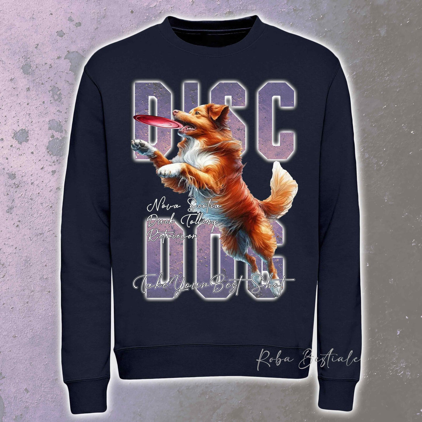 Felpa Invernale APTITUDE - DISC DOG - NOVA SCOTIA DUCK TOLLING RETRIEVER - Girocollo, Unisex, in tanti colori! - dalla XS alla 3XL