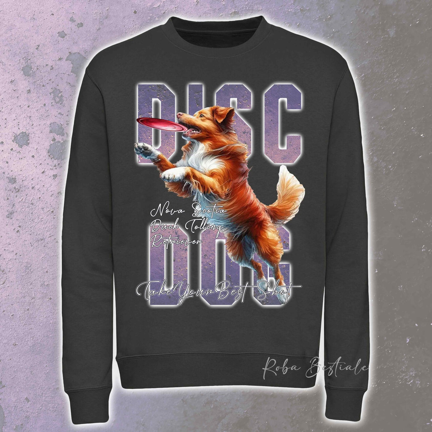 Felpa Invernale APTITUDE - DISC DOG - NOVA SCOTIA DUCK TOLLING RETRIEVER - Girocollo, Unisex, in tanti colori! - dalla XS alla 3XL