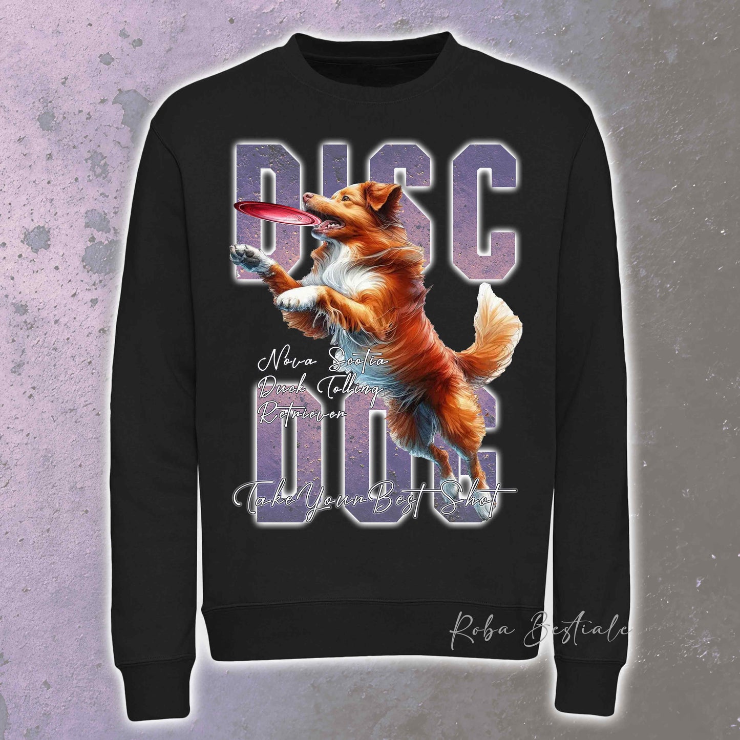 Felpa Invernale APTITUDE - DISC DOG - NOVA SCOTIA DUCK TOLLING RETRIEVER - Girocollo, Unisex, in tanti colori! - dalla XS alla 3XL